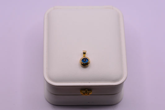Dije Ojo turco diamantado / 0.84 Gr / 1.5 Cm / Oro amarillo 18k / It