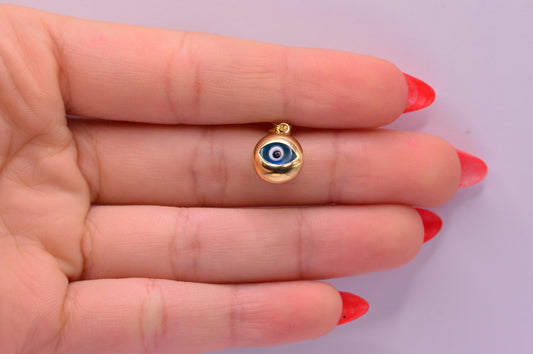 Dije Ojo turco liso / 1.03 Gr / 1.5 Cm / Oro amarillo 18k / It