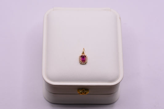 Dije Circon Rojo / 0.40 Gr / 1.5 Cm / Oro amarillo 18k