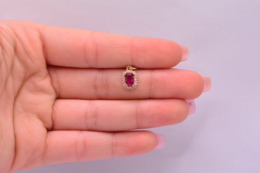 Dije Circon Rojo / 0.40 Gr / 1.5 Cm / Oro amarillo 18k