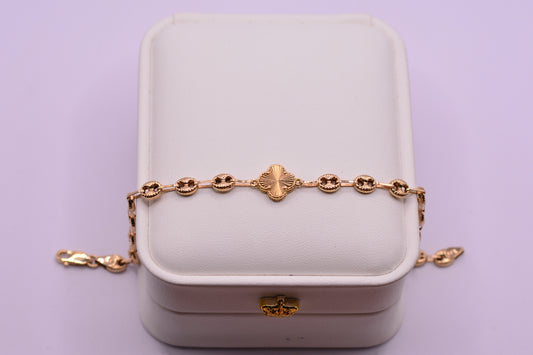 Pulso Trebol Gc diamantado / 4.17 Gr / 19 Cm / 4.92 mm / Oro amarillo 18k