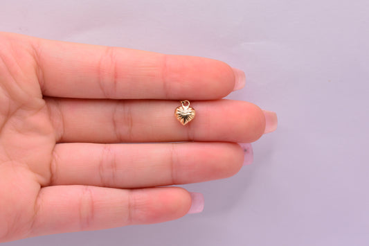 Dije Corazon inflado diamanrtado / 0.21 Gr / 1.1 Cm / Oro amarillo 18k