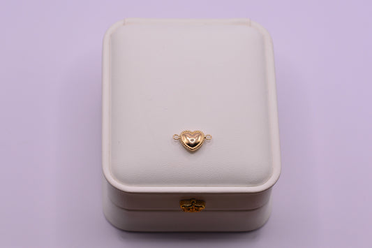Herraje Corazon liso + diamantado / 0.43 Gr / 1.5 Cm / Oro amarillo 18k