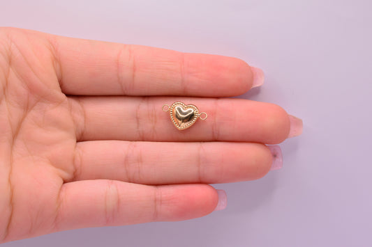 Herraje Corazon liso + diamantado / 0.43 Gr / 1.5 Cm / Oro amarillo 18k