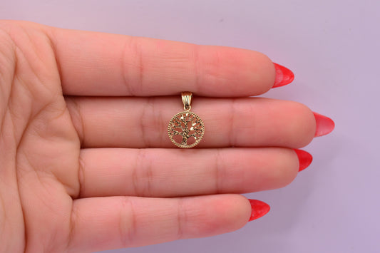 dije Arbol de la vida diamantado / 0.58 Gr / 1.5 Cm / Oro amarillo 18k / It