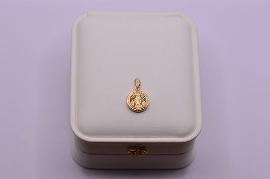 Dije Virgen milagrosa redonda / 0.65 Gr / 1.3 Cm / Oro amarillo 18k