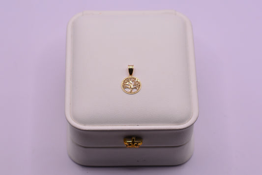 dije Arbol de la vida diamantado / 0.58 Gr / 1.5 Cm / Oro amarillo 18k / It