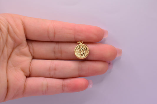 Dije San benito redondo / 0.71 Gr / 2 Cm / Oro amarillo 18k