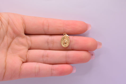 Dije Virgen milagrosa diamantada / 0.54 Gr / 1.8 Cm / Oro amarillo 18k