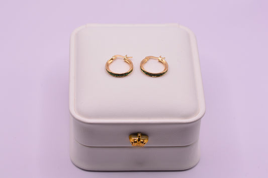 Candonga Circones verdes / 1.25 Gr / 1.5 Cm / Oro amarillo 18k