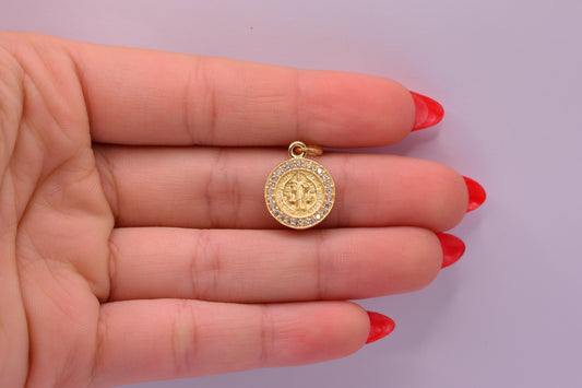 Dije San Benito circones / 2.30 Gr / 2 Cm / Oro amarillo 18k