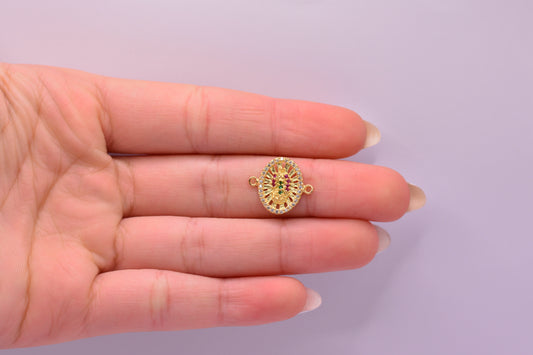 Herraje Virgen guadalupe circones / 1.49 Gr / 1.6 Cm / Oro amarillo 18k