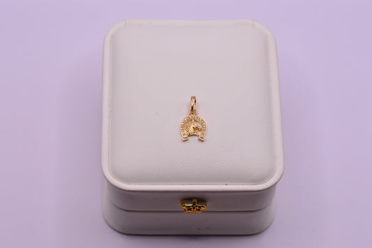 Dije Herradura de caballo circones / 1.22 Gr / 1.8 Cm / Oro amarillo 18k