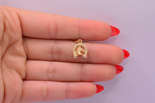 Dije Herradura de caballo circones / 1.22 Gr / 1.8 Cm / Oro amarillo 18k