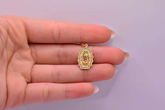 Dije Virgen guadalupe circones / 2.60 Gr / 2.5 Cm / Oro amarillo 18k