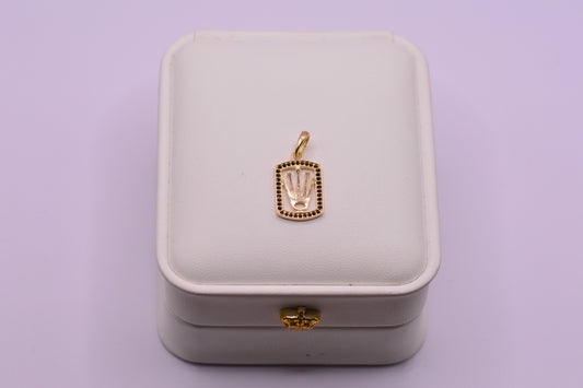 Dije Corona circones negros / 1.70 Gr / 2.5 Cm / Oro amarillo 18k