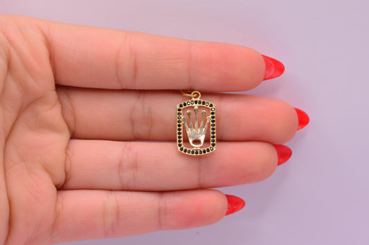 Dije Corona circones negros / 1.70 Gr / 2.5 Cm / Oro amarillo 18k