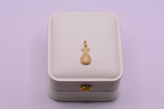 Dije Bolsa dinero circones / 2.04 Gr / 2.5 Cm / Oro amarillo 18k