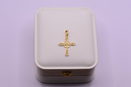 Dije Cruz circones corazon / 1.65 Gr / 3 Cm / Oro amarillo 18k