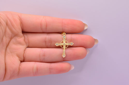 Dije Cruz circones corazon / 1.65 Gr / 3 Cm / Oro amarillo 18k