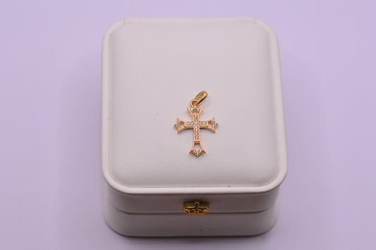 Dije Cruz centro circones / 2.09 Gr / 2.7 Cm / Oro amarillo 18k