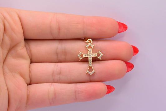 Dije Cruz centro circones / 2.09 Gr / 2.7 Cm / Oro amarillo 18k
