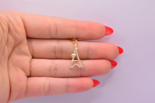 Dije Torre Eiffel circones / 1.06 Gr / 2.7 Cm / Oro amarillo 18k