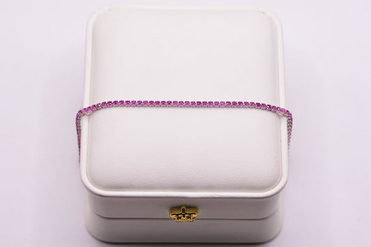 Pulso Tennis Circones fucsia / 2,54 Gr / 20 Cm / 2 mm / Oro blanco 18k / It