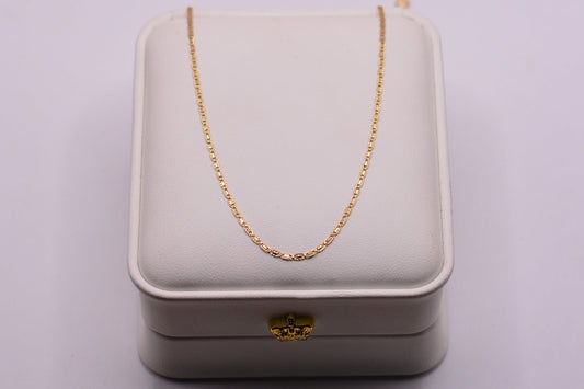 Cadena Plana diamantada / 1.79 Gr / 45 Cm / 1.40 mm / Tres oros 18k / It