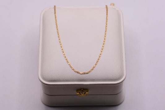 Cadena Plana diamantada / 2.33 Gr / 60 Cm / 1,40 mm / Tres oros 18k / It