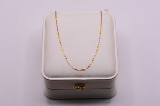 Cadena Plana diamantada / 1.39 Gr / 50 Cm / 1.30 mm / Tres oros 18k / It