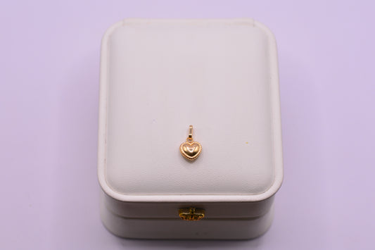Dije Corazon Inflado Borde Diamantado / 0.40 Gr / 1.5 Cm / Oro amarillo 18k