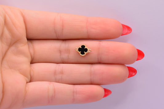Herraje Trebol Negro / 0.65 Gr / 1 Cm / Oro amarillo 18k