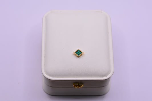 Herraje Trebol Verde / 0.62 Gr / 1 Cm / Oro amarillo 18k