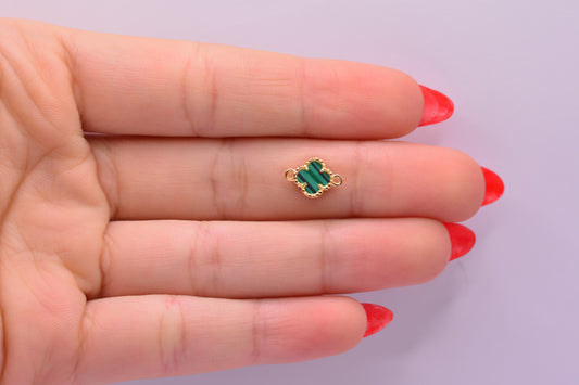 Herraje Trebol Verde / 0.62 Gr / 1 Cm / Oro amarillo 18k