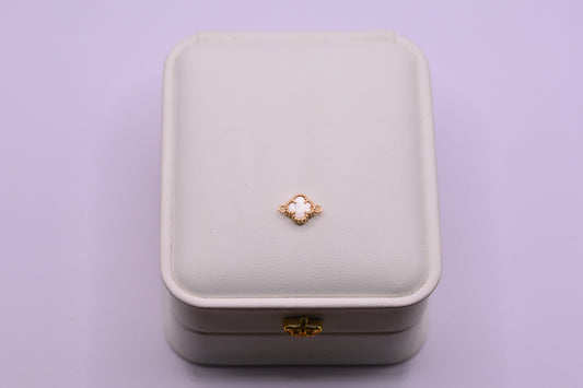 Herraje Trebol Blanco / 0.62 Gr / 1 Cm / Oro amarillo 18k