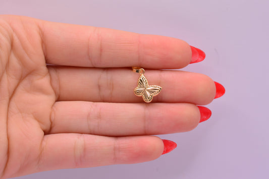 Dije Mariposa Diamantado / 0.58 Gr / 2 Cm / Oro amarillo 18k