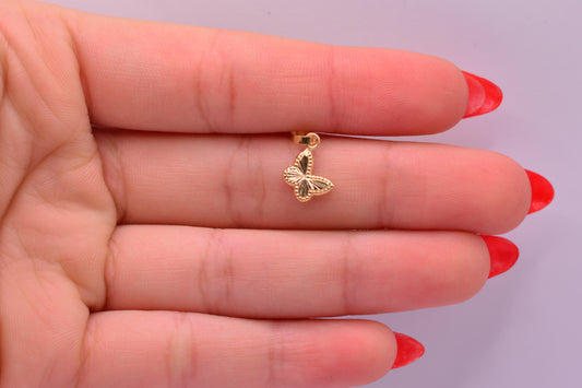 Dije Mariposa Diamantado / 0.39 Gr / 1.5 Cm / Oro amarillo 18k