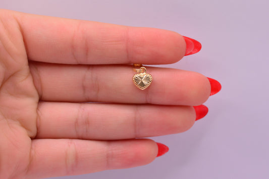 Dije Corazon Diamantado / 0.39 Gr / 1.5 Cm / Oro amarillo 18k