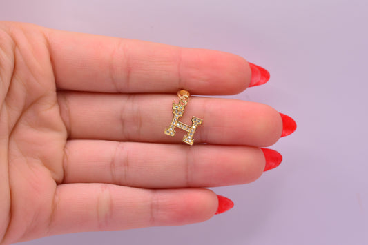 Dije Letra H Corona Circones / 0.96 Gr / 2 Cm / Oro amarillo 18k
