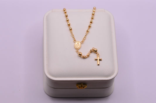 Rosario Diamantado Virgen Milagrosa / 5.46 Gr / 45 Cm / 3.5 mm / Oro amarillo 18k