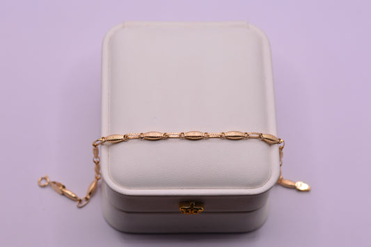 Pulso Rustico Capullo Diamantado / 3.28 Gr / 20 Cm / 3.2 mm / Oro amarillo 18k