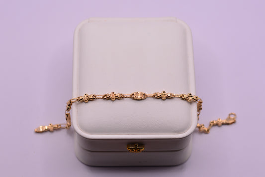 Pulso Trebol Diamantado / 3.93 Gr / 20.5 Cm / 5 mm / Oro amarillo 18k