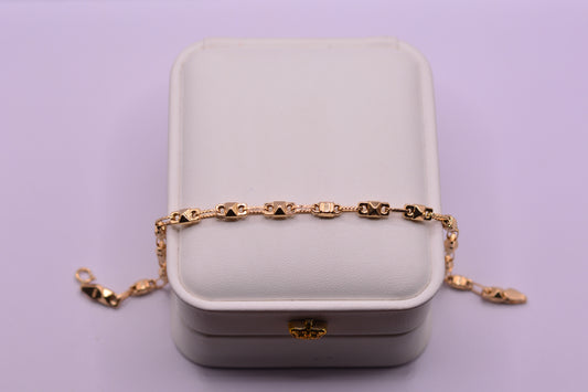Pulso Rustico cuadrado / 4.21 Gr / 20.5 Cm / 4 mm / Oro amarillo 18k