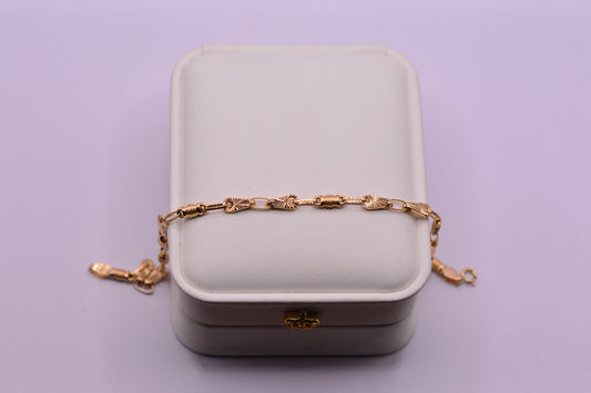 Pulso Rustico Gota Diamantado / 3.60 Gr / 21.5 Cm / 4 mm / Oro amarillo 18k
