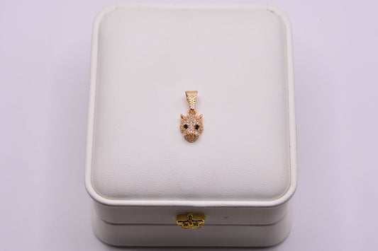 Dije Pantera circones blancos / 1,32 Gr / 1,9 Cm / Oro amarillo 18k