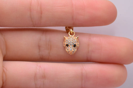 Dije Pantera circones blancos / 1,32 Gr / 1,9 Cm / Oro amarillo 18k