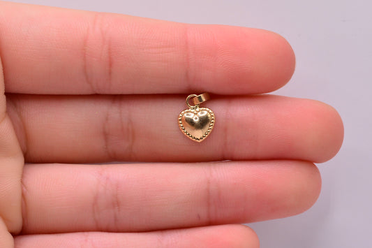 Dije Corazon Inflado Borde Diamantado / 0.40 Gr / 1.5 Cm / Oro amarillo 18k