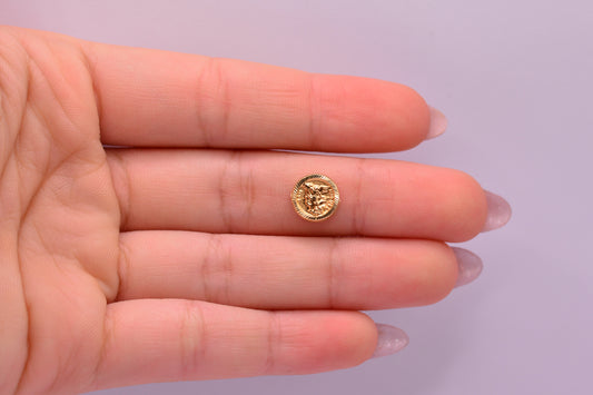 Herraje San miguel Arcangel tambor diamantado / 0.43 Gr / 1 Cm / Oro amarillo 18k