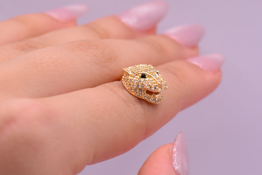 Dije pantera circones negros / 2.70 Gr / 2 Cm / Oro amarillo 18k